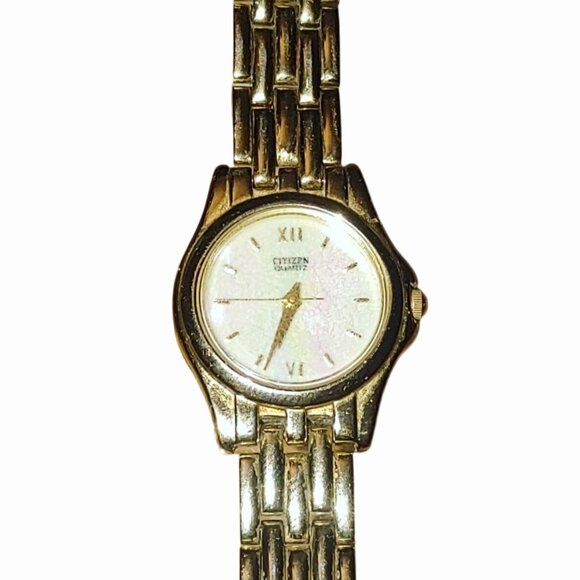 Citizen Quartz Watch Vintage Gold Tone Roman Numeral Dial Wristwatch Timeless main image 8